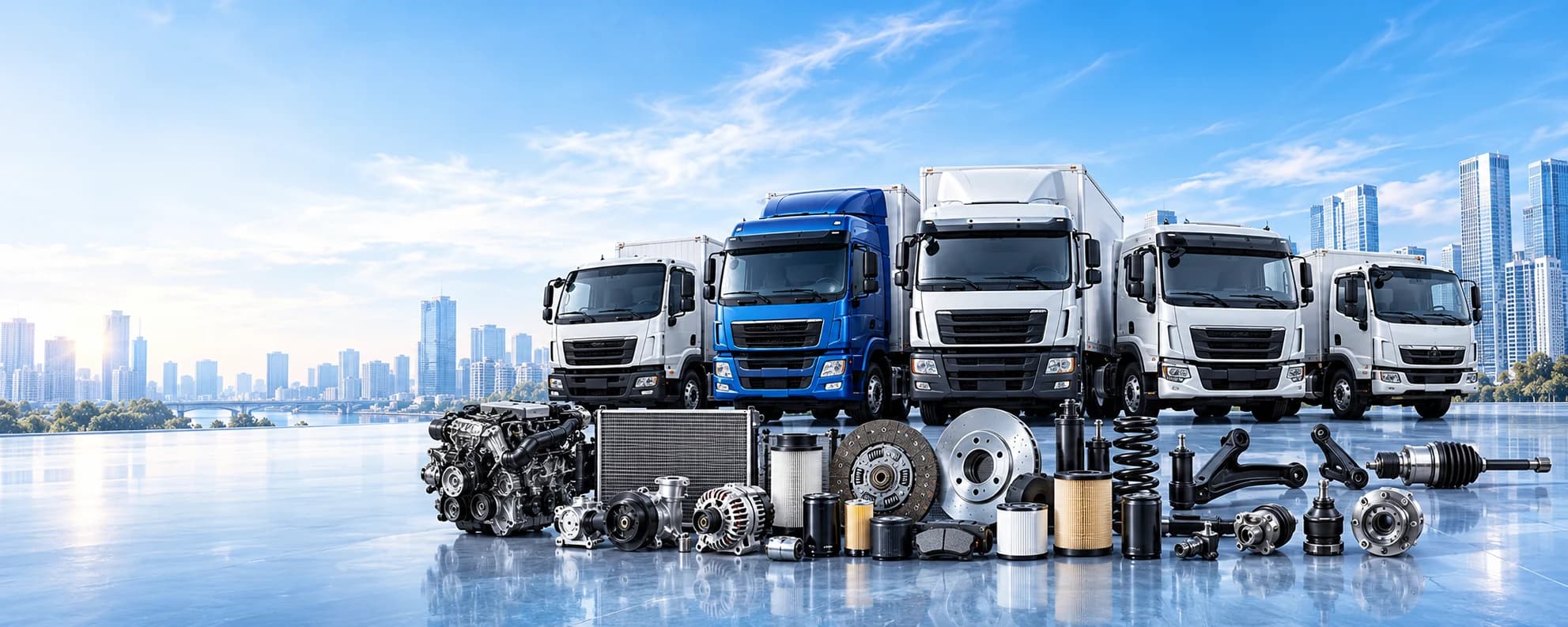 Illustrative unbranded trucks and vehicle parts